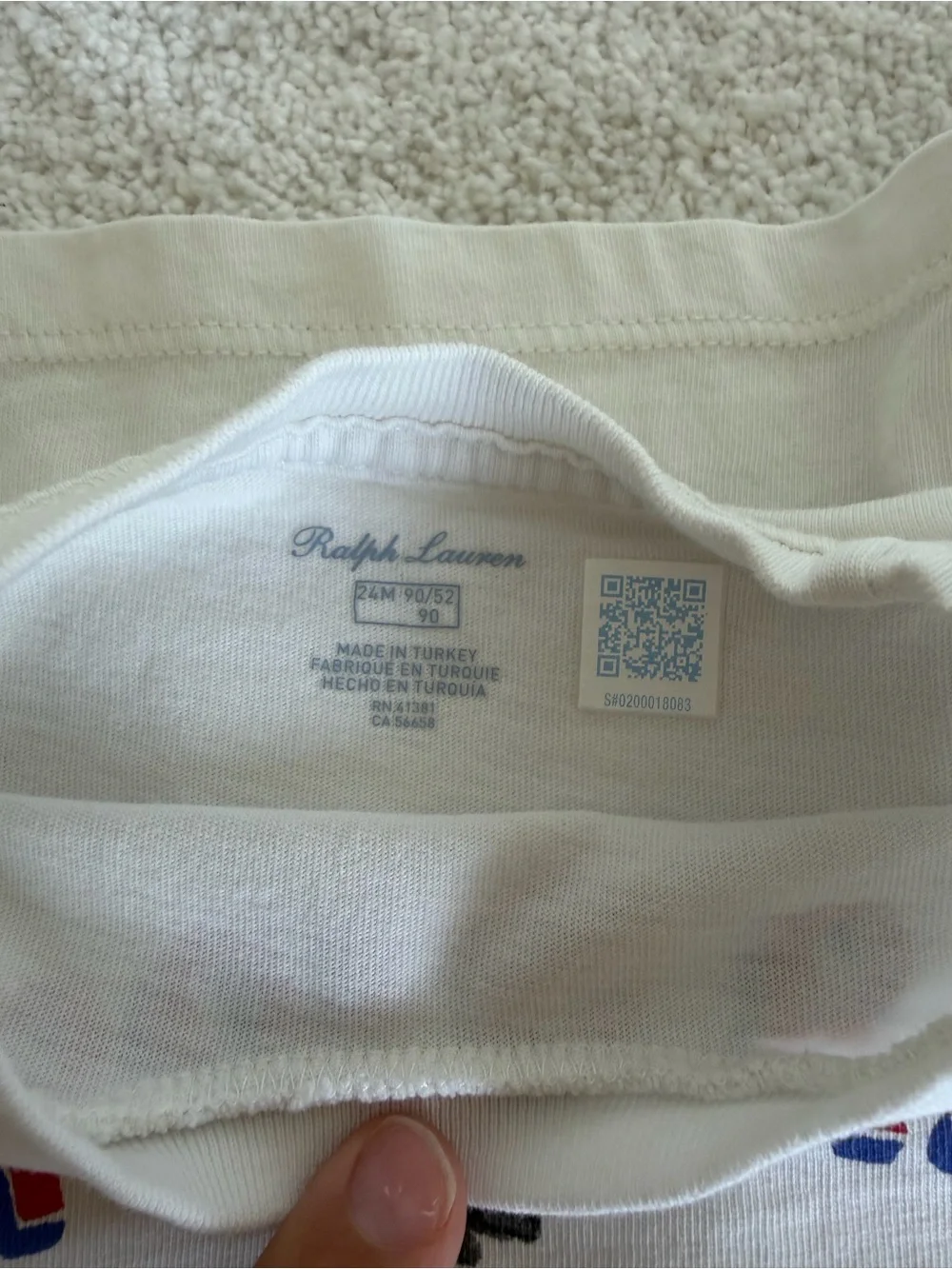 Ralph Lauren White Tee with Blue Scooter & Red Logo